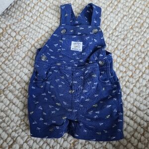 Carter’s Baby Boy Overalls 9 Mo Paper Airplane Farmer Cottage Bibs